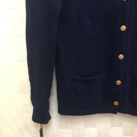 Vintage Braemar intl. scottish shetland navy wool cardigan sweater size 36 small - Picture 7 of 14